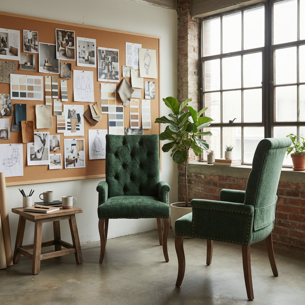 Single Olive Green Chenille Club Chair, Modern Tufted Accent Chair with Curved Wood Legs