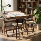 Beige Swivel Bar Stools Set of 2, 26” Mid Century Modern Faux Leather & Walnut