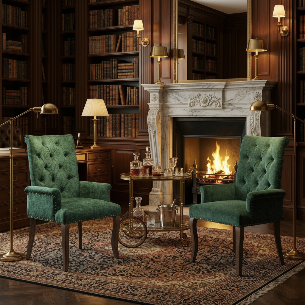 Single Olive Green Chenille Club Chair, Modern Tufted Accent Chair with Curved Wood Legs