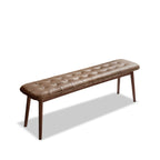 Brown Natural Oak Dining/Table Bench with Leather Cushion for Living Room