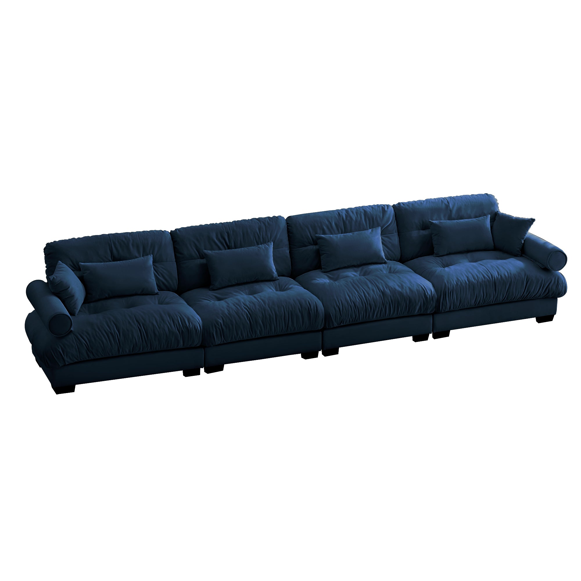 4-Seat Cloud Comfort Velvet Sofa: Large, Modular & Plush Living Room Seating(Blue)