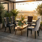 Modern Dining Chairs Set of 2, Black PU & Grey Velvet with Nailhead Trim