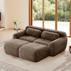 2-Seat Plush Sofa with Dual Chaises, 32D High-Density Sponge, No Assembly Required, Deep Seat Design(Chocolate)