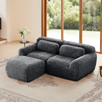 L-Shaped 2-Seat Plush Sofa with Chaise, 32D High-Density Sponge, No Assembly Required, Ergonomic Design(DARK GREY)