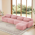 4-Seat L-Shaped Sectional Sofa, Plush Cloud Couch, No Assembly, 32D High-Density Sponge, Anti-Slip Bottom(Pink)
